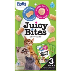 INABA Juicy Bites - Ласощі для котів соковиті снеки зі смаком домашнього бульйону та кальмарів 3 x 11,3 г