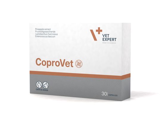 Vet Expert CoproVet - Пищевая добавка для кошек и собак для эффективного решения проблемы копрофагии (поедания кала), 30 капсул