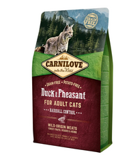 Carnilove Cat Hairball Control Duck & Pheasant - Сухий корм для виведення грудочок шерсті в котів з качкою та фазаном 2 кг