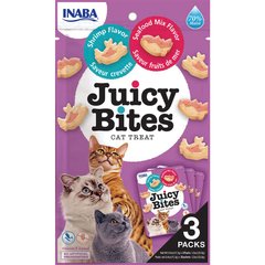 INABA Juicy Bites - Ласощі для котів соковиті снеки зі смаком креветок і морепродуктів 3 x 11,3 г