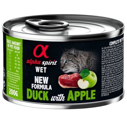 Alpha Spirit Cat Duck with Green Apple - Вологий корм для дорослих котів з качкою та зеленими яблуками 200 г