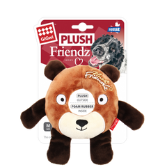 Gigwi Plush Friendz - Игрушка для собак Плюшевый Медведь с резиновым кольцом внутри и пищалками, 19 см