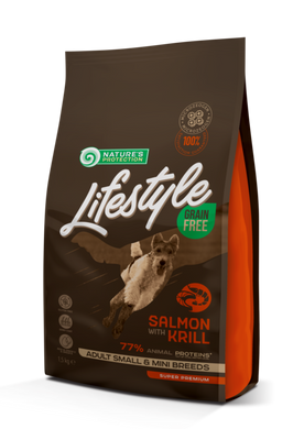 Nature's Protection Lifestyle Grain Free Salmon with Krill Adult Small and Mini Breeds - Сухий беззерновий корм для дорослих собак малих порід з лососем та крилем 1,5 кг