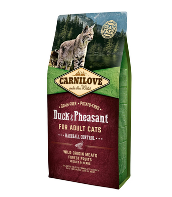 Carnilove Cat Hairball Control Duck & Pheasant - Сухий корм для виведення грудочок шерсті в котів з качкою та фазаном 6 кг