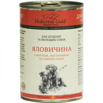 Hubertus Gold - Говядина с Яблоком и Пастернаком для щенков и молодых собак 400 г