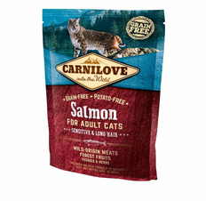 Carnilove Cat Salmon Sensitive & Long Hair - Сухой корм для кошек с чувствительным пищеварением с лососем 0,4 кг