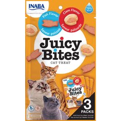 INABA Juicy Bites - Ласощі для котів соковиті снеки зі смаком риби та молюсків 3 x 11,3 г