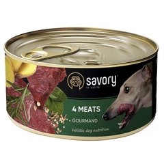 Savory Dog Gourmand 4 meats - Сейворі консерви для дорослих собак з чотирма видами м'яса 200 г
