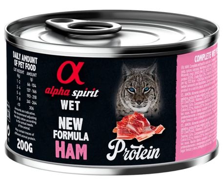 Alpha Spirit Cat Ham Protein - Влажный корм для взрослых кошек со свининой 200 г