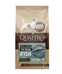 Quattro Dog Senior & Diet Small Breed Fish - Сухий беззерновий корм для літніх собак дрібних порід і схильних до повноти з крилем та білою рибою 1,5 кг