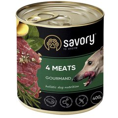 Savory Dog Gourmand 4 meats - Сейвори консервы для взрослых собак с четырьмя видами мяса 400 г