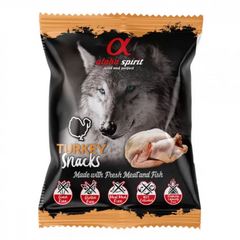 Alpha Spirit Turkey Snacks - Напіввологі беззернові жувальні кубики з індичкою для собак 50 г