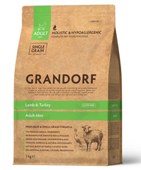 Grandorf Lamb and Turkey Adult Mini Breeds - Грандорф сухой комплексный корм для взрослых собак мелких пород с ягненком и индейкой 3 кг с дефектом