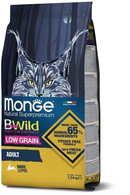 Monge Cat BWild Low Grain Hare - Низькозерновий корм для котів і кішок з м'ясом зайця 1,5 кг