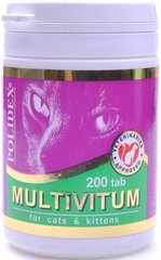 Polidex Multivitum Полідекс Мультивітум для котів та кошенят 200 таб