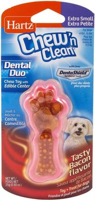 Hartz Chew n Clean Dental Duo Игрушка для собак лапка для очищения зубов с лакомством и ароматом бекона