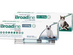 Broadline - Бродлайн капли на холку от блох, клещей, глистов для кошек, 2,5 - 7,5 кг 1 шт