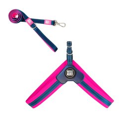 Шлея Max & Molly Q-Fit Harness Matrix Pink M + Короткий поводок Max & Molly Matrix Pink M и Светодиодный фонарь Matrix Ultra LED Safety light-Pink в подарок