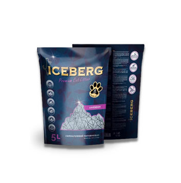 Гигиенический наполнитель для кошачьего туалета Iceberg LAVENDER на основе силикагеля с ароматом лаванды, 5 л