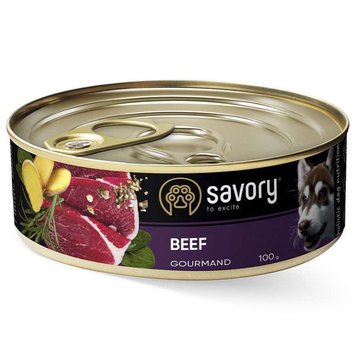 Savory Dog Gourmand Вeef - Сейворі консерви для дорослих собак з яловичиною 100 г