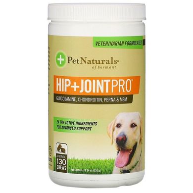 Pet Naturals of Vermont HIP+JOINT PRO - Жевательные таблетки для бедер и суставов собак, 130 шт