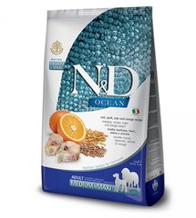 Farmina N&D Ocean Ancestral - Низкозерновой сухой корм для взрослых собак средних и крупных пород с треской и апельсином 12 кг