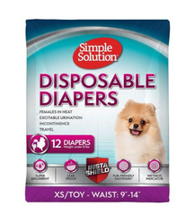 Simple Solution Disposable Diapers X-Small / Toy - Гігієнічні підгузки для маленьких собак, 12 шт