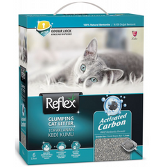Reflex - бентонитовый наполнитель для кошек с гранулами активного карбона 6 л