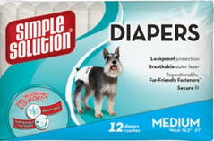 Simple Solution Disposable Diapers Medium - Гігієнічні підгузки для тварин, 12 шт, M