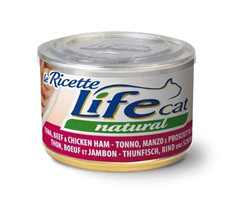 LifeCat консерва для кошек тунец, говядина и ветчина 150 г