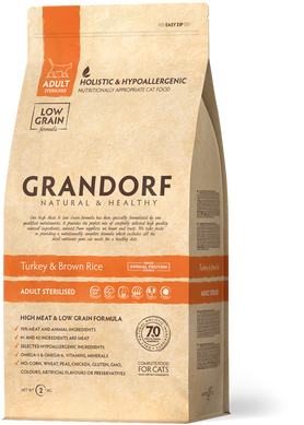 Grandorf Turkey Adult Sterilized - Грандорф сухий комплексний корм для дорослих стерилізованих котів з індичкою 400 г