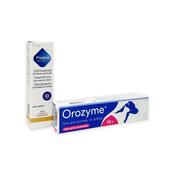 Гель для собак і котів Orozyme для боротьби з проблемами зубів та ясен, 70 г + Зубна паста для собак та котів Plaqtiv+ Toothpaste, 70 г