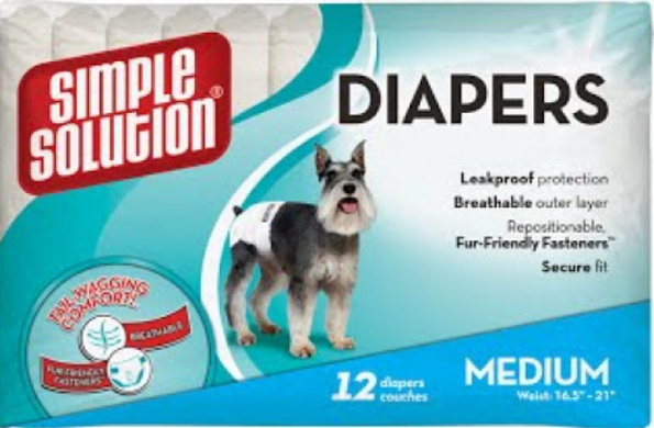 Simple Solution Disposable Diapers Medium - Гигиенические подгузники для животных, 12 шт, M