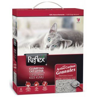Reflex - бентонитовый наполнитель для кошек серый активный карбон 6 л