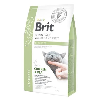 Brit GF Veterinary Diet Cat Diabetes - Беззерновой сухой корм для кошек при диабете с курицей и горохом 2 кг