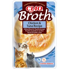INABA CIAO Broth - Пауч для кошек с тушеной курицей и тунцом в бульоне 40 г