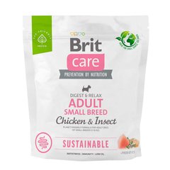 Brit Care Dog Sustainable Adult Small Breed - Сухий корм для дорослих собак дрібних порід з куркою та комахами 1 кг