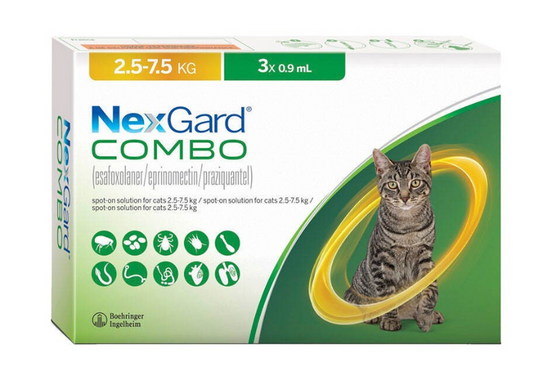 NexGard Combo (Нексгард Комбо) спот-он капли от блох, клещей и гельминтов для кошек 1 пипетка, L (2,5 - 7,5 кг)
