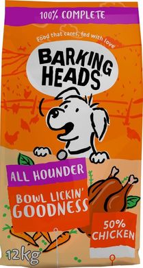 Сухий корм для дорослих собак з куркою Barking Heads CHICKEN ALL HOUNDER BOWL LICKIN' GOODNESS, 12 кг + 2 кг у подарунок