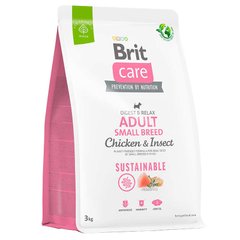 Brit Care Dog Sustainable Adult Small Breed - Сухой корм для взрослых собак мелких пород с курицей и насекомыми 3 кг
