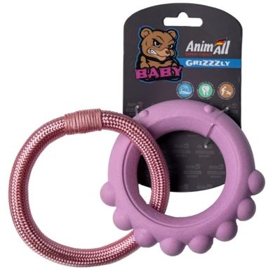 AnimAll GrizZzly Baby - Игрушка осьминог с канатом, розовая лаванда, 13,5×12,8×2,6 см