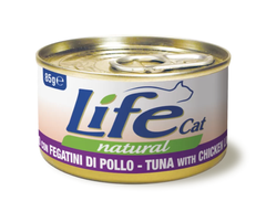 LifeCat консерва для кошек тунец с курицей и печенью 85 г