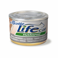 LifeCat консерва для кошек тунец с анчоусами и сурими 150 г