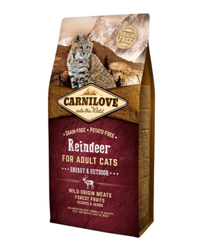 Carnilove Cat Reindeer Energy & Outdoor - Сухий корм для дорослих активних котів з м'ясом північного оленя 6 кг