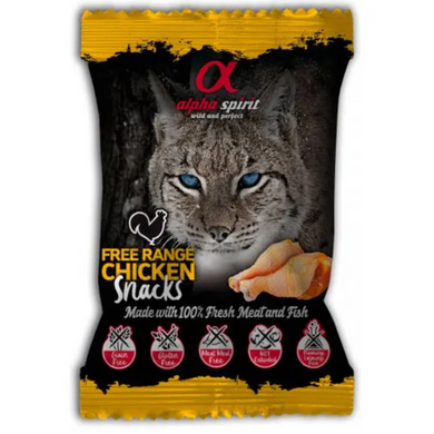 Alpha Spirit CAT Chicken Snacks - Напіввологі беззернові жувальні кубики з куркою для котів 50 г