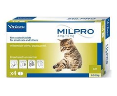 Virbac Milpro Антигельминтные таблетки для котят и малых пород кошек на вес от 0,5 до 2 кг (1 таб.)