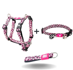 Комбо подарунок Брелок H-Harness - Leopard Pink/XS + Smart ID Collar Leopard Pink/XS + Key Ring Leopard Pink/Tag