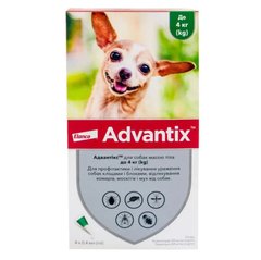 Advantix краплі для собак інсектоакарицидні до 4 кг (4 піпетки)