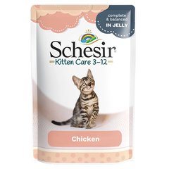 Schesir Kitten Care Chicken ШЕЗІР ФІЛЕ КУРКИ ДЛЯ КОШЕНЯТ натуральні консерви в желе для кошенят, вологий корм, пауч 85 г