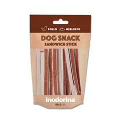 Inodorina dog snack sandwich stick pollo e merluzzo ласощі для собак з куркою та тріскою 80 г